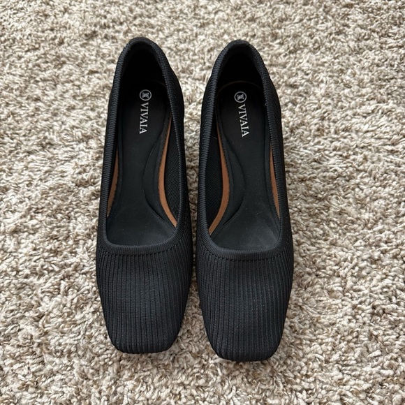 Vivaia Melody 2.0 Square Toe Chunky Heels Deep Ebony Women’s 38.5 Knit Ribbed - Picture 3 of 10